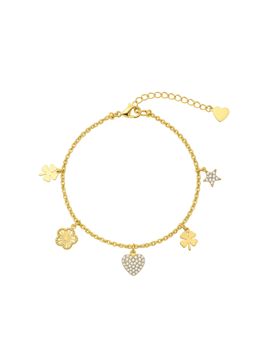 Bracelet doré en cercle avec trèfle